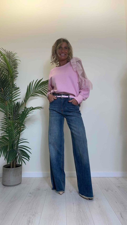 SUSYMIX - 80029CTT - JEANS PALAZZO ORLO SFRANGIATO 2% ELASTAN