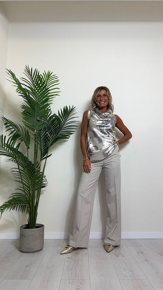 GIORGIA & JHONS - 60279SS24 - TOP RASO SCOLLO SCESO FANTASIA CACHEMIRE