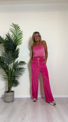 CELLOFUN - 2423P - PANTALONE CINIGLIA A PALAZZO, VITA ELASTICATA CON COULISSE