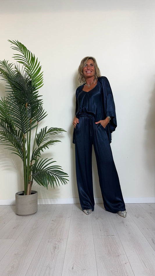 DAFNE - B5720P29 - PANTALONE PALAZZO 100%VISCOSA VITA ELASTICATA CON COULISSE