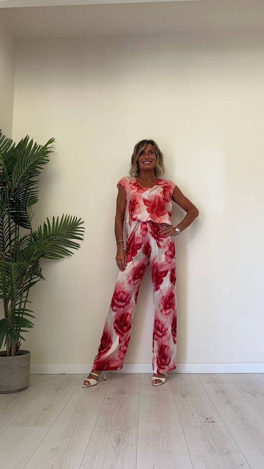 IMPERIAL - REH0HZH - BLUSA RASO SCOLLO A CUORE FANTASIA PAPAVERI SFUMATI