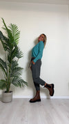 D'ELLE - I243111 - PANTALONE CARAMELLA CON CINTURA E VITA ELASTICATA, COTONE MANOPESCA