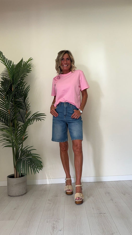 GIORGIA & JHONS - 60451SS24 - T-SHIRT COTONE CON RICAMO LATERALE