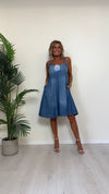VICOLO - TB2290 - ABITO CHAMBRAY CON SPILLA FIORE