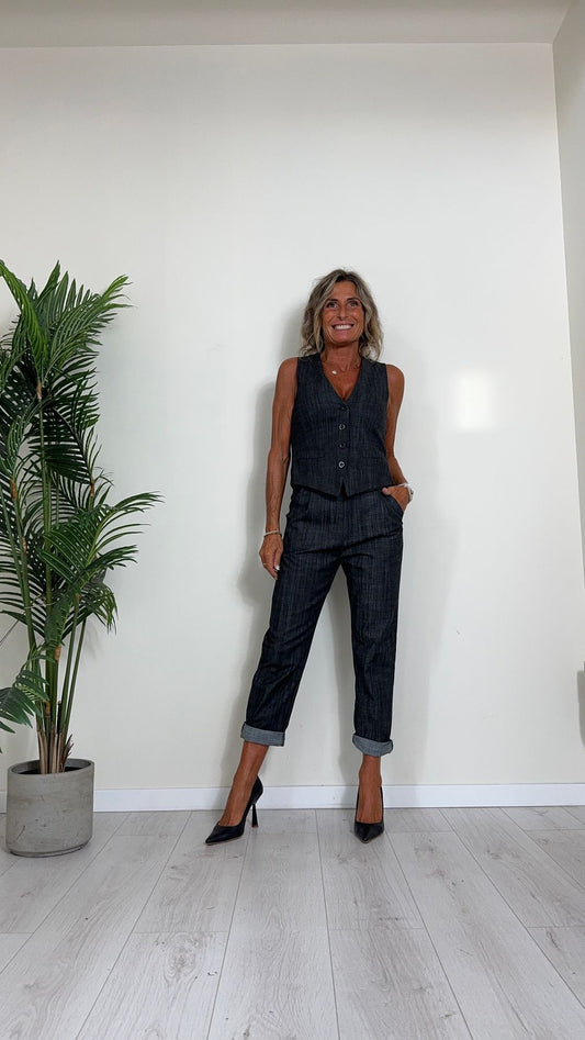 DAFNE - 6283JHP29FW24 - PANTALONE POLICOTONE, BAGGY FIT CON ELASTICO RETRO