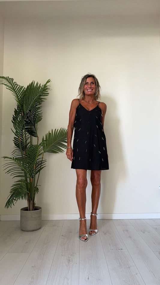 DAFNE - AB04P28 - ABITO COTONE CORTO CON APPLICAZIONI CANOTTIGLIE E FODERA MUSSOLA