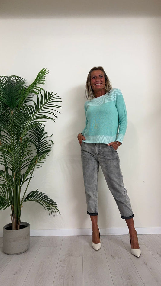 TWEED - 62006P22 - MAGLIA COTONE GREZZO MOTIVO RAGGI