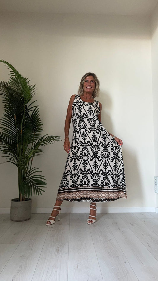 DAFNE - U11136P29 - ABITO LUNGO 100% VISCOSA, AMPIO CON SPALLA LARGA