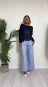 CHERRY BLUE - 2518P23 - PANTALONE POLIVISCOSA A PALAZZO GESSATO CON PINCES