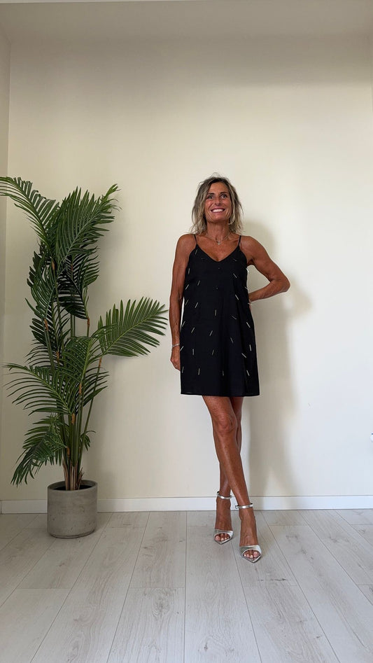 DAFNE - AB04P28 - ABITO COTONE CORTO CON APPLICAZIONI CANOTTIGLIE E FODERA MUSSOLA