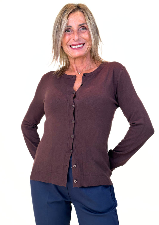 Voyage - Cardigan Girocollo in Viscosa