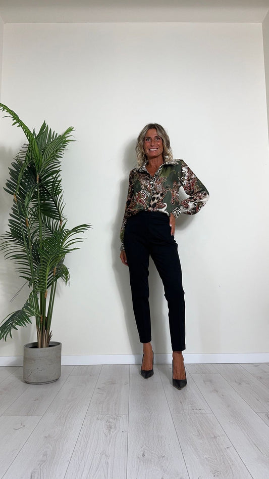 GIORGIA & JHONS - 60104FW24 - PANTALONE PUNTO MILANO IN VISCOSA ELASTICIZZATA, TASCHE A FILO CON ORLO RISVOLTATO, SLIM FIT