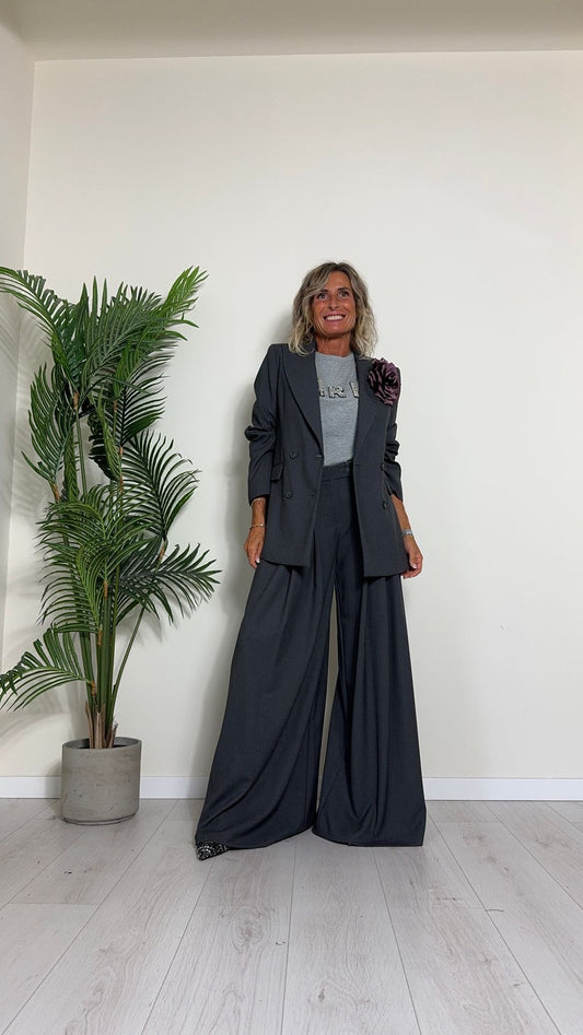 TENSIONE IN - AN6540BIS-TT - PANTALONE POLIVISCOSA AMPIO CON DUE PINCES