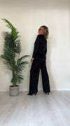 CELLOFUN - 2423P - PANTALONE CINIGLIA A PALAZZO, VITA ELASTICATA CON COULISSE