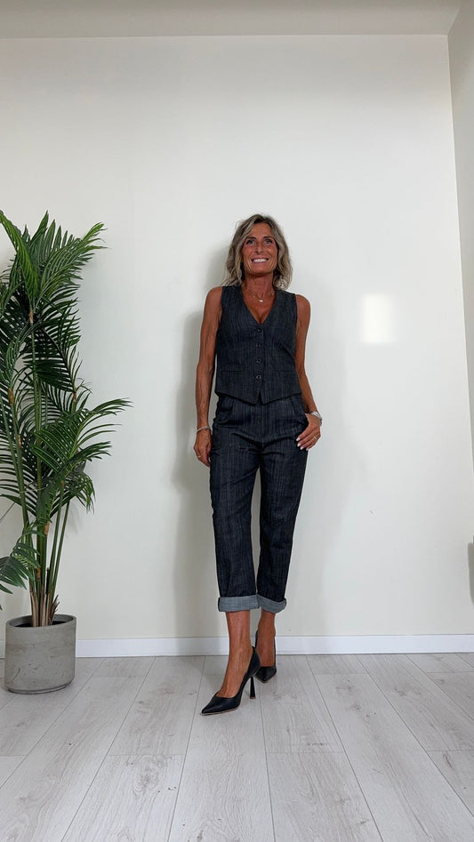 DAFNE - 6283JHP29FW24 - PANTALONE POLICOTONE, BAGGY FIT CON ELASTICO RETRO