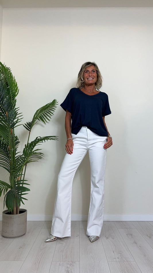 SUSYMIX - 2544 - T-SHIRT VISCOSA SCOLLO A V CON SPACCHETTI LATERALI