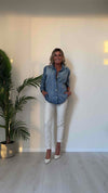 DAFNE - 224105JC725P32 - CAMICIA DENIM, FIT AMPIO CON STRASS E CANOTTIGLIE