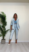 TENSIONE IN - TI2207 - GIACCA DENIM BOTTONE GIOIELLO