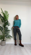 D'ELLE - I243111 - PANTALONE CARAMELLA CON CINTURA E VITA ELASTICATA, COTONE MANOPESCA