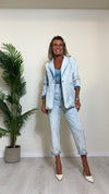 TENSIONE IN - TI2207 - GIACCA DENIM BOTTONE GIOIELLO