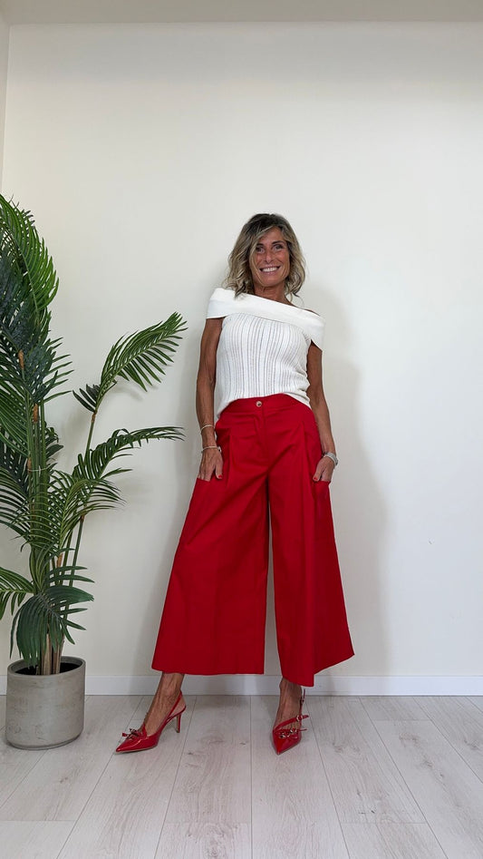 VICOLO - 22119B - TO0P COTONE TRAFORATO SCOLLO SHIFFER