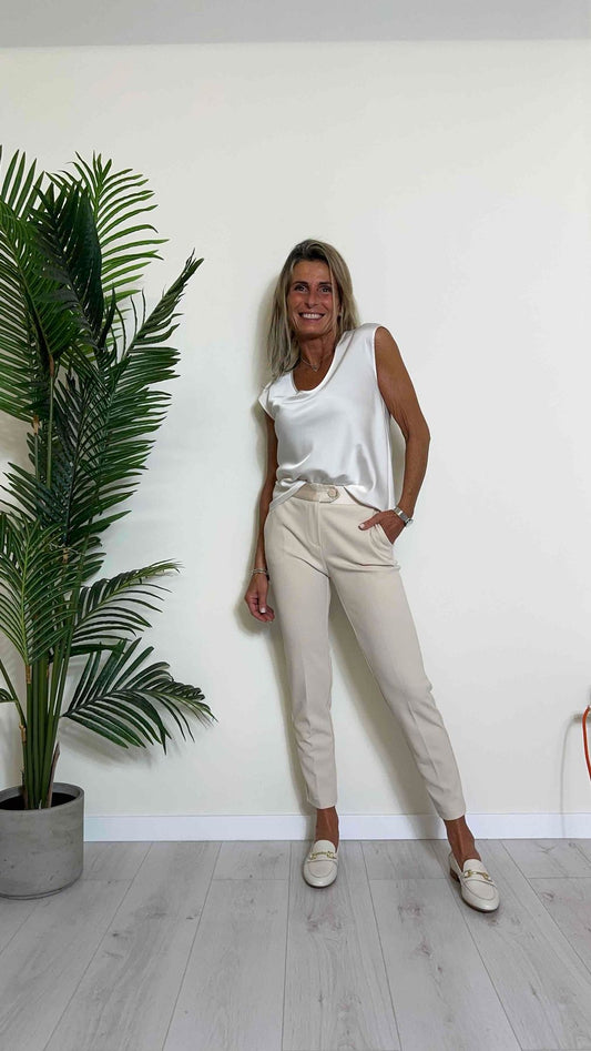 IMPERIAL - PVN2HAWSS24 - PANTALONE IN CREPE A SIGARETTA CON PROFILI RASO