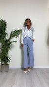 CHERRY BLUE - 2518P23 - PANTALONE POLIVISCOSA A PALAZZO GESSATO CON PINCES