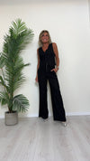 DAFNE - 205.201P45 - COMPLETO GILET+PANTALONE PALAZZO CON CINTURA 55%LINO 45%VISCOSA
