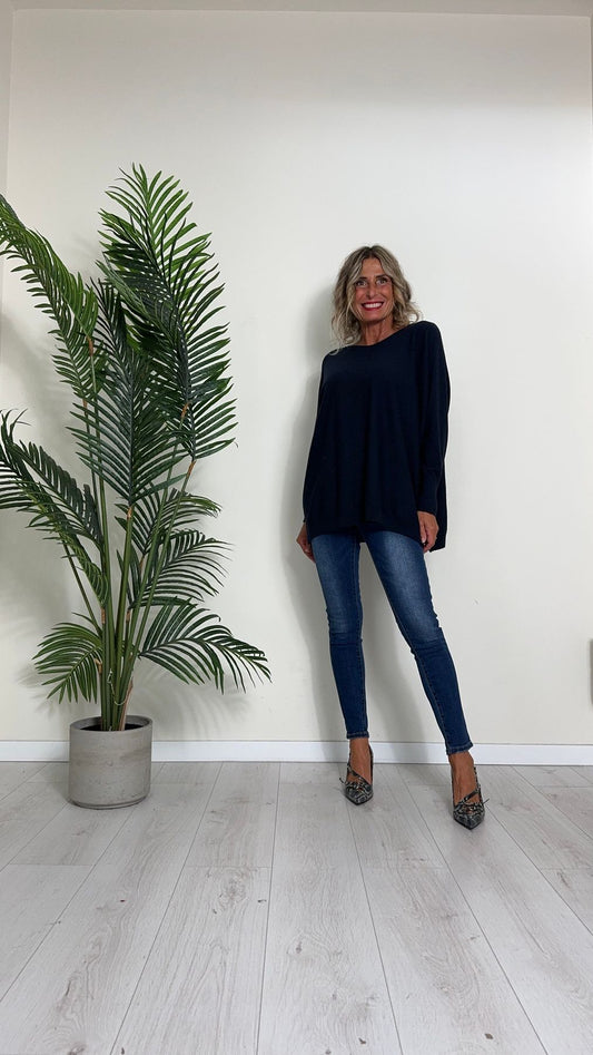 DAFNE - T235588P26 - MAGLIA OVER IN VISCOSA CON MOTIVO VERTICALE CALATO