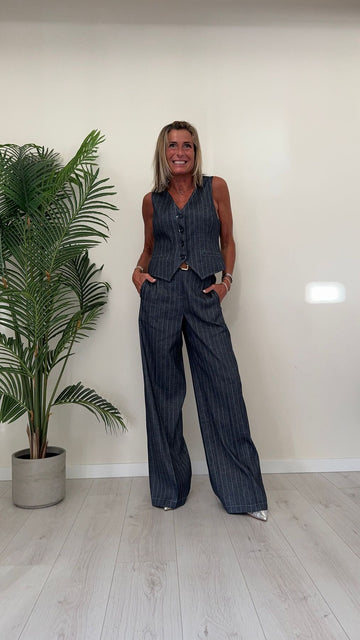 GIORGIA & JHONS - 60254SS24 - GILET LINO/VISCOSA GESSATO