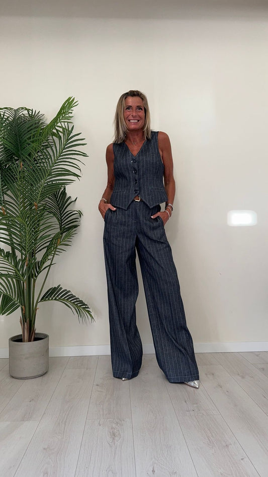 GIORGIA & JHONS - 60254SS24 - GILET LINO/VISCOSA GESSATO