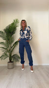 VENTISEI - 2266-44P25 - CAMICIA COTONE/SETA FANTASIA FIORI STILIZZATI CON COLLO COREANA