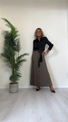 DAFNE - 90A5P5EP28 - GONNA LUNGA PLISSEE SOLEIL, MICRO PIED DE POULE, CON FUSCIACCA SIMILPELLE