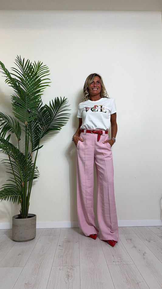 VICOLO - RB0720 - T-SHIRT STAMPA FIORI VCL NATURE
