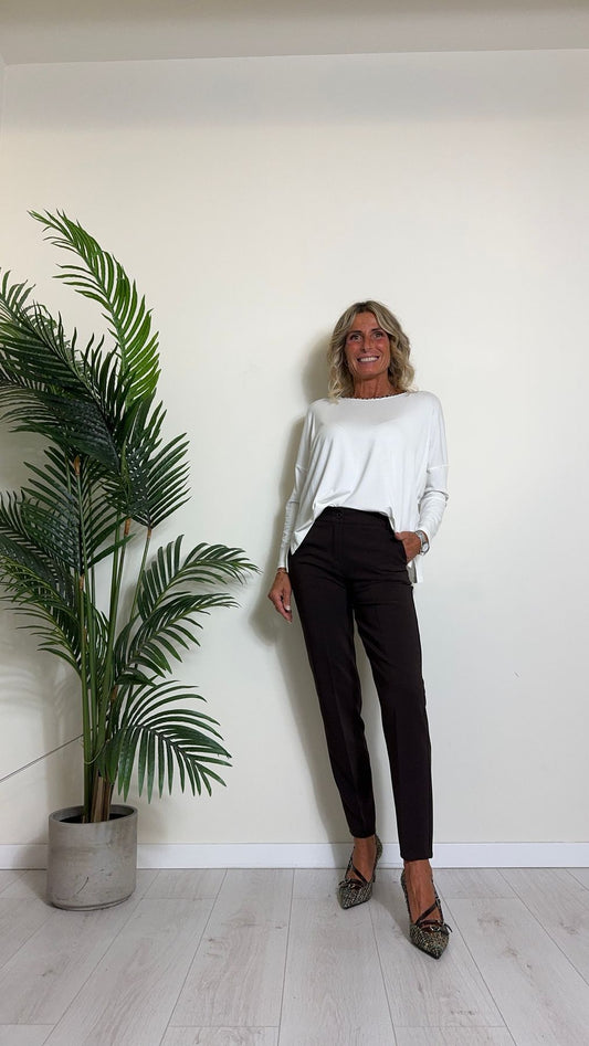 GIORGIA & JHONS - 60180FW24 - MAGLIA/T-SHIRT IN JERSEY DI VISCOSA CON PROFILO COLLO ANIMALIER E SPACCHI LATERALI