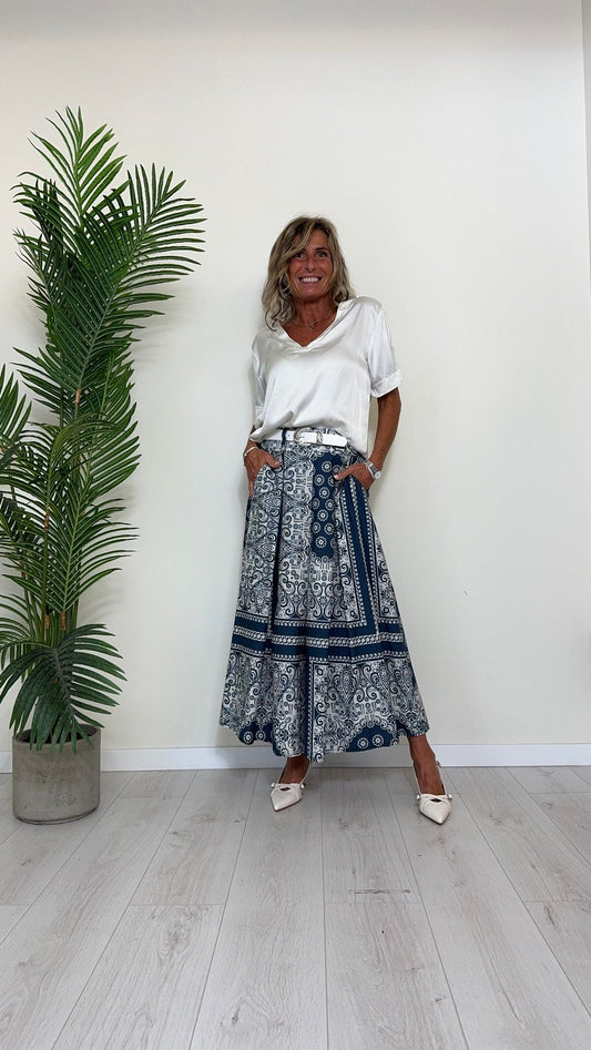 DAFNE - 5335P16 - BLUSA SCOLLO A V INCROCIATO IN  VISCOSA, FIT AMPIO, MANICA RISVOLTATA
