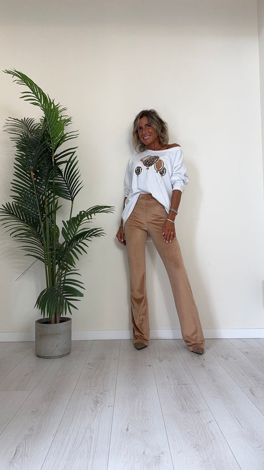CELLOFUN - 2448P - PANTALONE CINIGLIA, FLARE FIT, FINTE TASCHINE