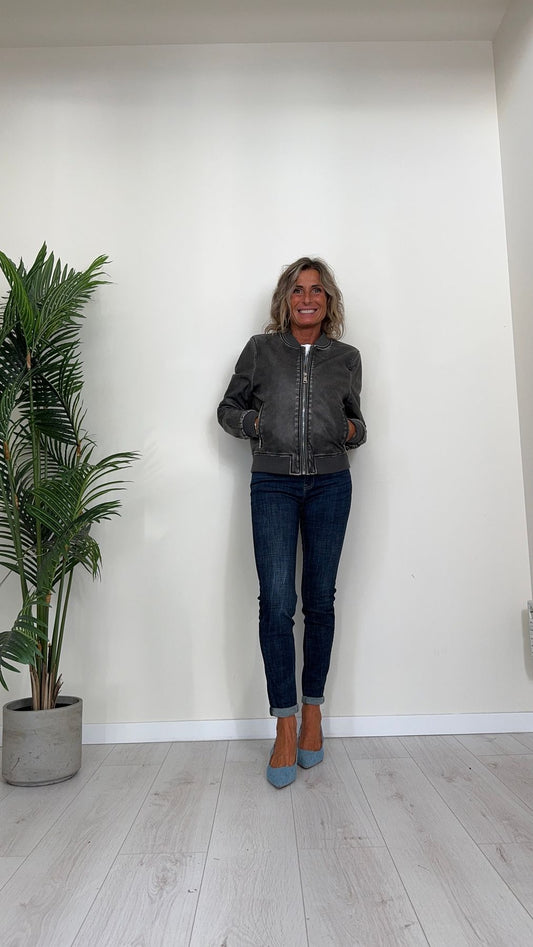 DAFNE - J09P39 - BOMBER SIMIL PELLE EFFETTO INVECCHIATO