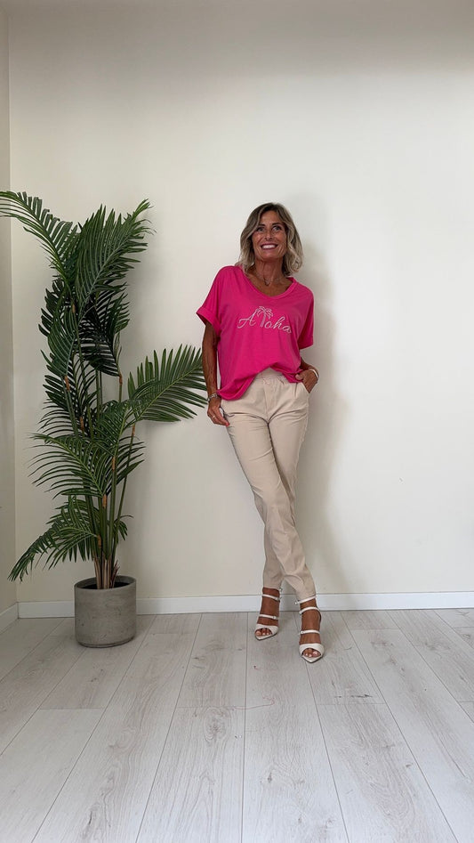 DAFNE - 824236EP24 - PANTALONE SLIM FIT POPELINE DI COTONE, PUSH UP, ELASTICO DITRO, TASCHE  A FILO