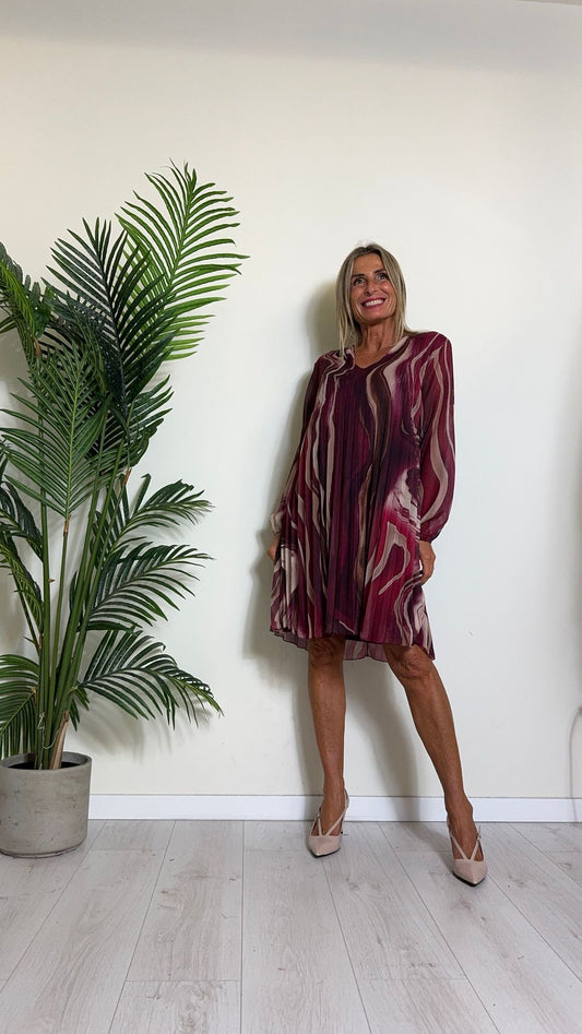 DAFNE - ABPL70P26 - ABITO VOILE PLISSEE FANTASIA CON FODERA IN JERSEY DI VISCOSA