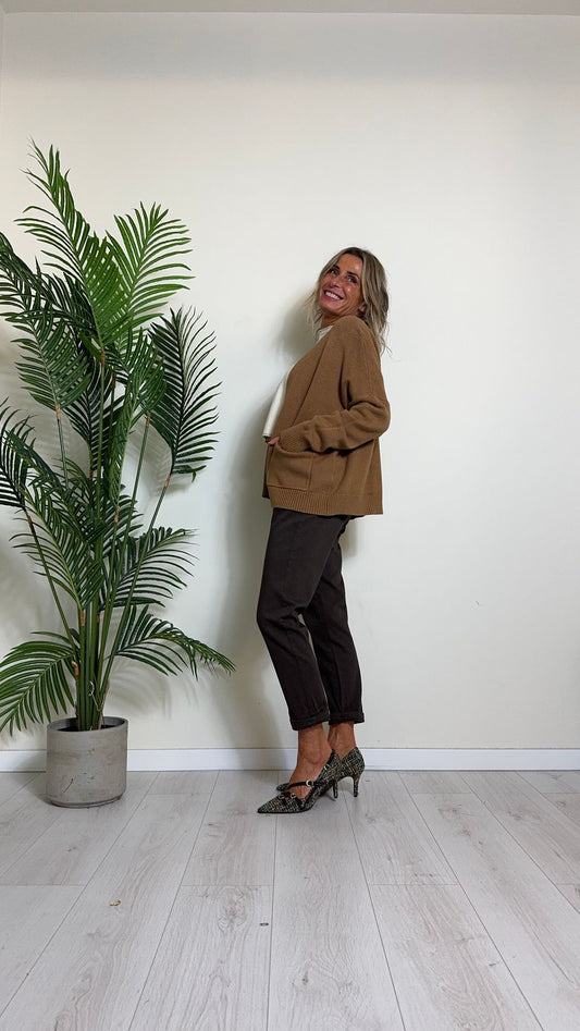 DAFNE - 9047P29 - CARDIGAN VISCOSA DOPPIATA  CON TASCHE, FIT A SCATOLA