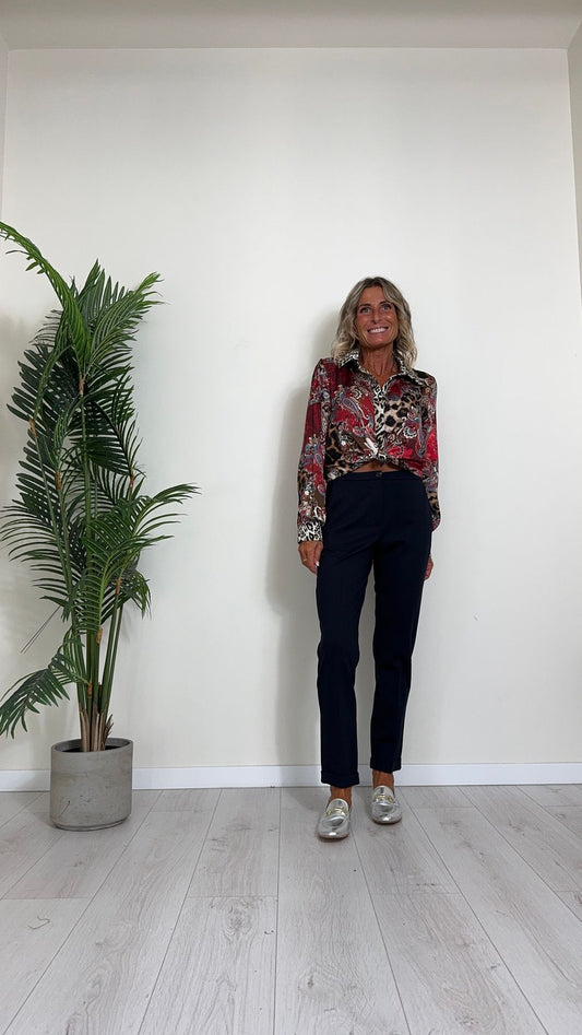 GIORGIA & JHONS - 60305FW24 - PANTALONE PUNTO MILANO IN VISCOSA ELASTICIZZATA, TASCHE A FILO E FIT MORBIDO