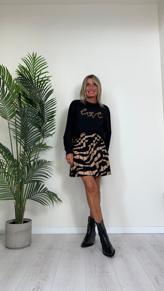 DAFNE - ZS8040P19 - GONNA CORTA IN MAGLIA DI VISCOSA SVASATA FANTASIA ASTRATTA