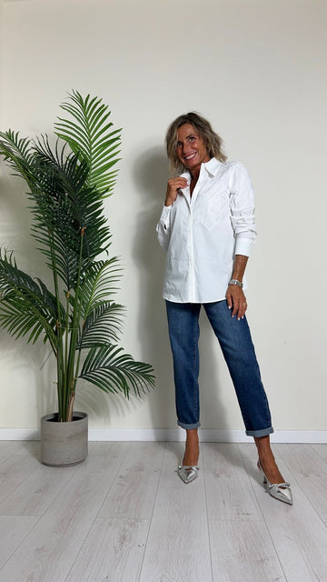 GIORGIA & JHONS - 60140FW24 - CAMICIA COTONE 100% CON APPLICAZIONE RICAMO