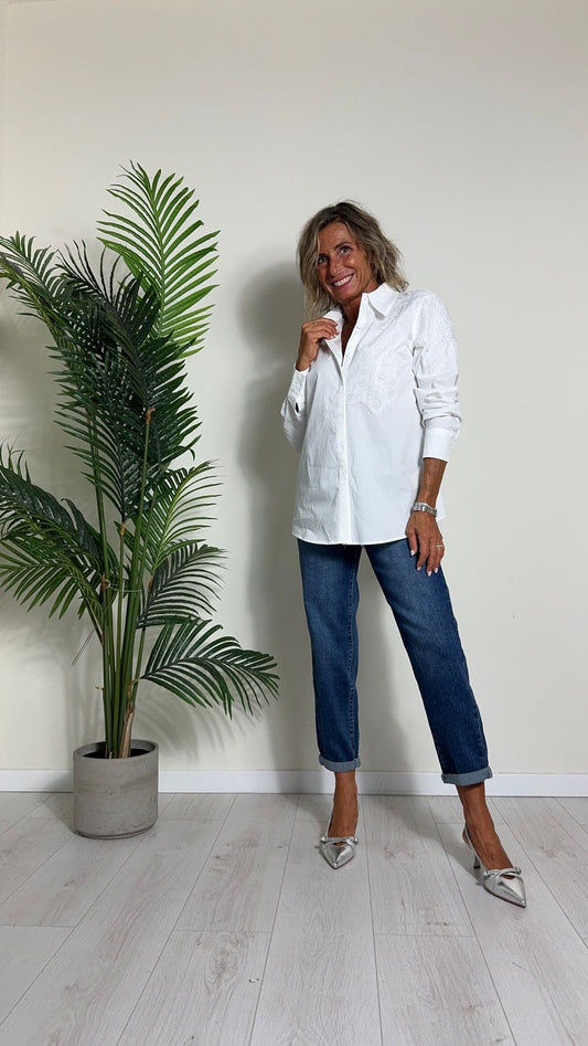 GIORGIA & JHONS - 60140FW24 - CAMICIA COTONE 100% CON APPLICAZIONE RICAMO