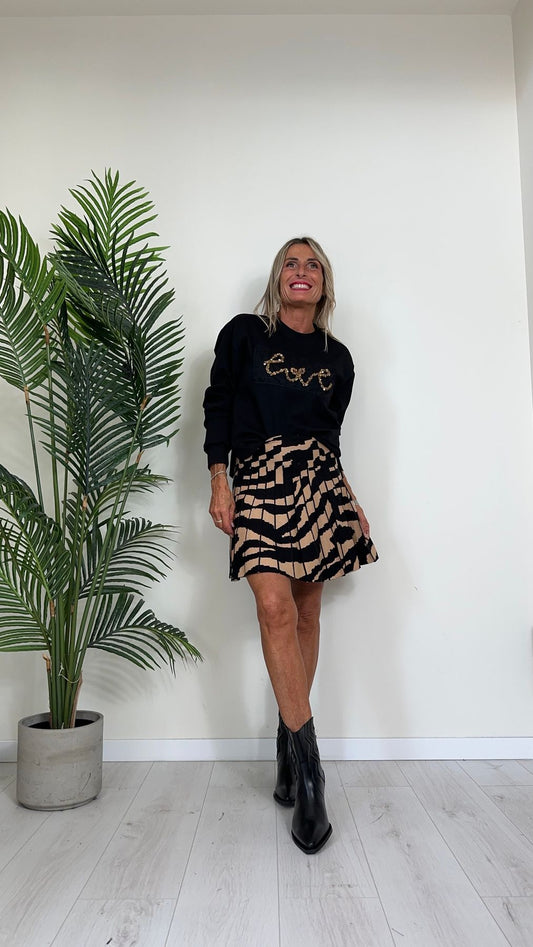 IMPERIAL - M9990041S - MAGLIA VISCOSA ED ELASTAN CON APPLICAZIONI TOULLE E PAILLETTES 'LOVE'
