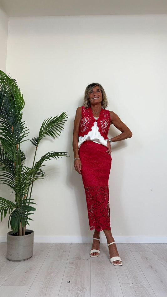 IMPERIAL - R9990021R - TOP/GILET IN PIZZO MACRAME'
