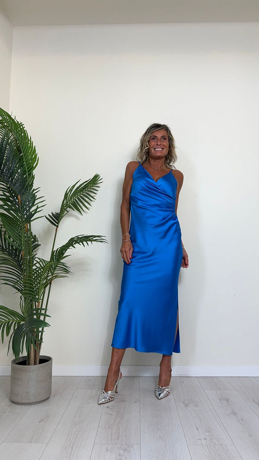 IMPERIAL - AB5MHBA - ABITO LUNGO SCOLLO INCROCIATO CON DRAPPEGGIO LATERALE E SPALLINI REGOLABILI