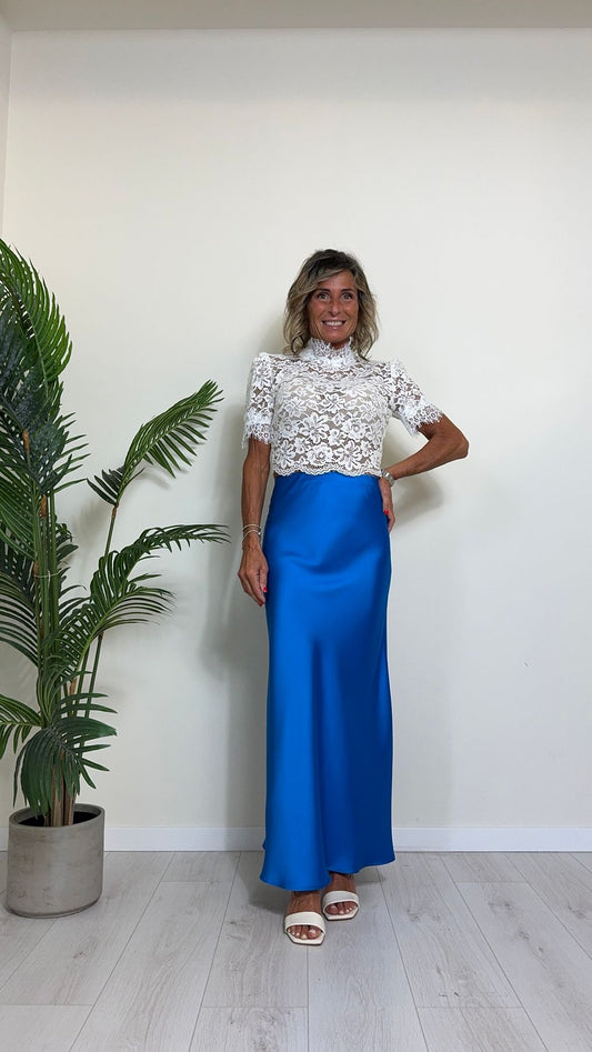 IMPERIAL - CMA7HSC - TOP IN PIZZO MACRAME' CON ZIP INTEGRALE RETRO E CHIUSURA PERLA NUCA