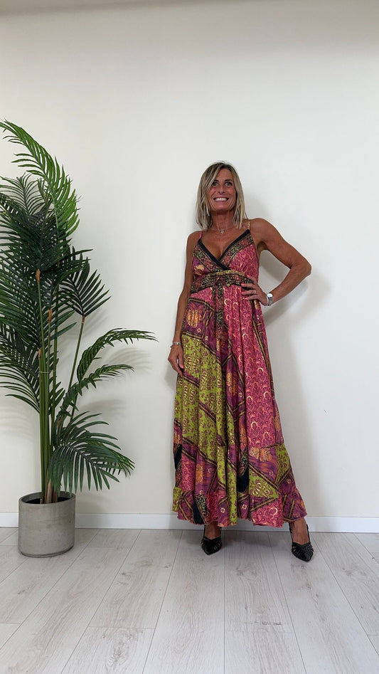 DAFNE - FSP30P29 - ABITO LUNGO FORMENTERA SPALLINE 50%SETA 50%VISCOSA